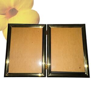 Vintage Gold Hinged Double Picture Frame 5x7 Tabletop Photo Display